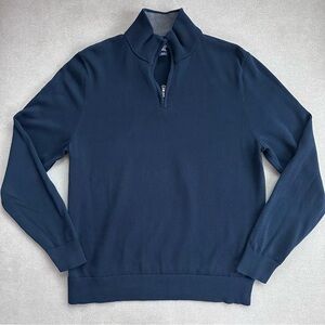 Lands' End Men's 1/4 Zip Pullover 100% Supima Cotton Sweater. Navy blue. Medium.